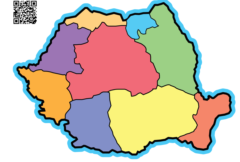 Harta Romaniei Regiuni – color – CORTTEX